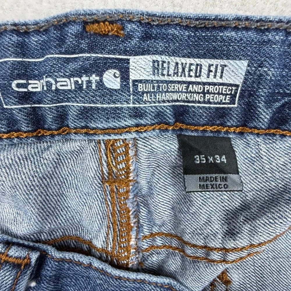 Carhartt Mens Relaxed Fit Jeans Blue Denim 35x34 Workwear‎ Utility rugged